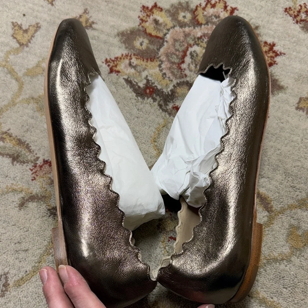 Chloe Pewter Metallic Women's Flats